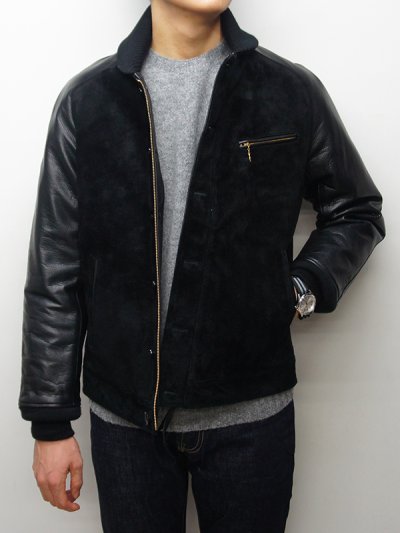 画像13: 【PointUp10%11/10迄】Y'2 LEATHER（ワイツーレザー）STEER SUEDE×STEER OIL RIB JACKET（ステアスエード×ステアオイル リブジャケット）/Black（ブラック）