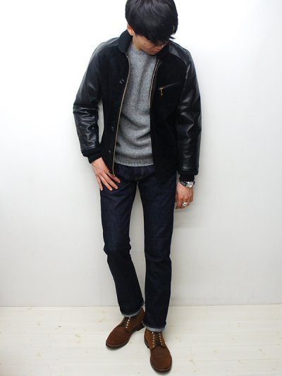 画像17: 【PointUp10%11/10迄】Y'2 LEATHER（ワイツーレザー）STEER SUEDE×STEER OIL RIB JACKET（ステアスエード×ステアオイル リブジャケット）/Black（ブラック）