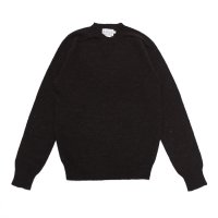 INVERALLAN（インバーアラン）Crew Neck Saddle Shoulder Sweater（クルーネックサドルショルダーセーター）Voe True Shetland/Black（ブラック）※サイズ40のみ