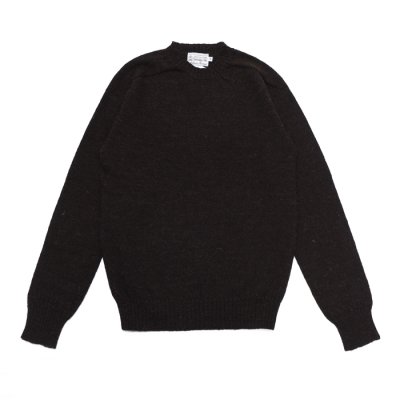 画像1: INVERALLAN（インバーアラン）Crew Neck Saddle Shoulder Sweater（クルーネックサドルショルダーセーター）"Voe True Shetland" / Black（ブラック）