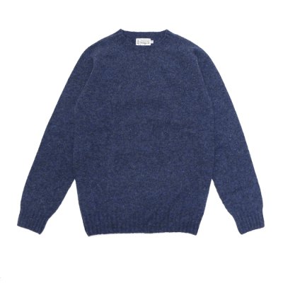 画像1: INVERALLAN（インバーアラン）Crew Neck Saddle Shoulder Sweater（クルーネックサドルショルダーセーター）Supersoft Shetland/Denim（デニム）