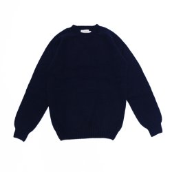 INVERALLAN（インバーアラン）Crew Neck Saddle Shoulder Sweater（クルーネックサドルショルダーセーター）Supersoft Shetland/New Navy（ニューネイビー）