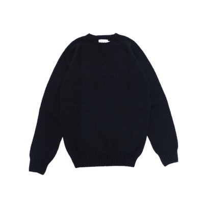 画像1: INVERALLAN（インバーアラン）Crew Neck Saddle Shoulder Sweater（クルーネックサドルショルダーセーター）Supersoft Shetland/Black（ブラック）