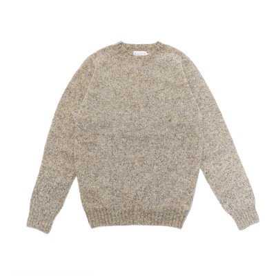 画像1: INVERALLAN（インバーアラン）Crew Neck Saddle Shoulder Sweater（クルーネックサドルショルダーセーター）Supersoft Shetland/Mushroom（マッシュルーム）