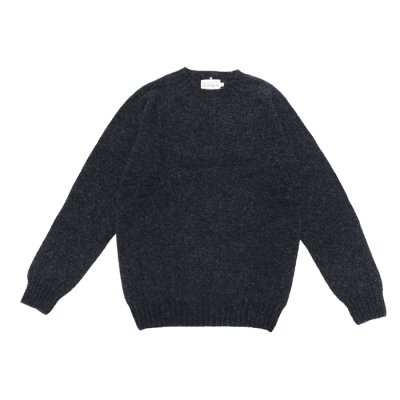 画像1: INVERALLAN（インバーアラン）Crew Neck Saddle Shoulder Sweater（クルーネックサドルショルダーセーター）Supersoft Shetland/Charcoal（チャコールグレー）