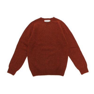 画像1: INVERALLAN（インバーアラン）Crew Neck Saddle Shoulder Sweater（クルーネックサドルショルダーセーター）Supersoft Shetland/Blaze（ダークレッド）