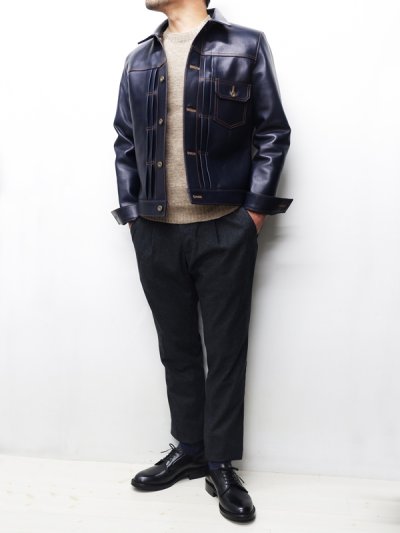 画像15: 【PointUp10%11/10迄】Y'2 LEATHER（ワイツーレザー）INDIGO HORSE 1st Type Jacket（インディゴホースファーストタイプジャケット）/Indigo（インディゴ）