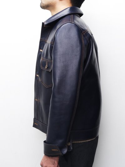 画像13: 【PointUp10%11/10迄】Y'2 LEATHER（ワイツーレザー）INDIGO HORSE 1st Type Jacket（インディゴホースファーストタイプジャケット）/Indigo（インディゴ）