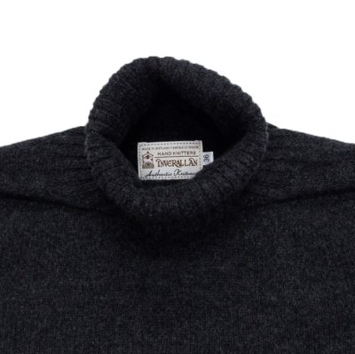 画像7: INVERALLAN（インバーアラン）Roll Neck Saddle Shoulder Sweater（ロールネックサドルショルダーセーター）"Geelong Lambswool" / Charcoal（チャコールグレー）