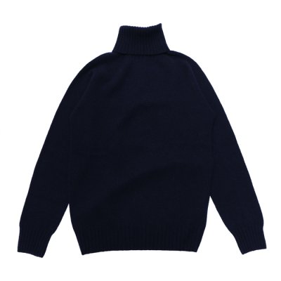 画像1: INVERALLAN（インバーアラン）Roll Neck Saddle Shoulder Sweater（ロールネックサドルショルダーセーター）Geelong Lambswool/Nero Navy（ブラックネイビー）