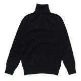 INVERALLAN（インバーアラン）Roll Neck Saddle Shoulder Sweater（ロールネックサドルショルダーセーター）Geelong Lambswool/Black（ブラック）