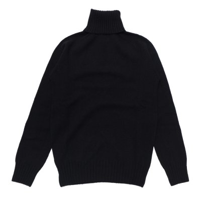 画像1: INVERALLAN（インバーアラン）Roll Neck Saddle Shoulder Sweater（ロールネックサドルショルダーセーター）Geelong Lambswool/Black（ブラック）