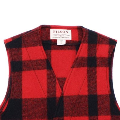 画像3: FILSON（フィルソン）MACKINAW WOOL VEST（マッキーノウールベスト）/ Red×Black（レッド×ブラック）