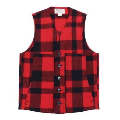 画像1: FILSON（フィルソン）MACKINAW WOOL VEST（マッキーノウールベスト）/Red×Black（レッド×ブラック）