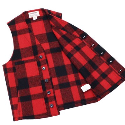 画像6: FILSON（フィルソン）MACKINAW WOOL VEST（マッキーノウールベスト）/ Red×Black（レッド×ブラック）