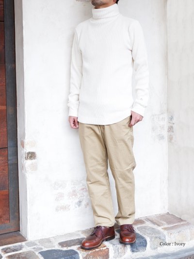 画像8: Nigel Cabourn（ナイジェル・ケーボン）TURTLE NECK SHIRT（タートルネックシャツ）"WAFFLE" / Black（ブラック）