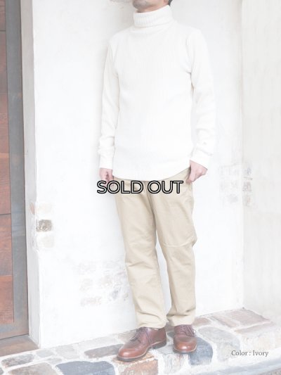 画像8: Nigel Cabourn（ナイジェル・ケーボン）TURTLE NECK SHIRT（タートルネックシャツ）"WAFFLE" / Black（ブラック）