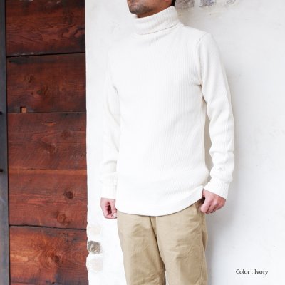 画像7: Nigel Cabourn（ナイジェル・ケーボン）TURTLE NECK SHIRT（タートルネックシャツ）"WAFFLE" / Black（ブラック）