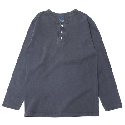 画像1: Good On（グッドオン）Long Sleeve Henley Neck Tee（ロングスリーブヘンリーネックTシャツ）"Pigment Dye"/Navy（ネイビー）