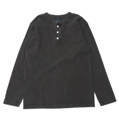 画像1: Good On（グッドオン）Long Sleeve Henley Neck Tee（ロングスリーブヘンリーネックTシャツ）"Pigment Dye"/Black（ブラック）