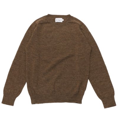 画像1: INVERALLAN（インバーアラン）Crew Neck Saddle Shoulder Sweater（クルーネックサドルショルダーセーター）Voe True Shetland/Moorit（ムーリット）※サイズ40のみ