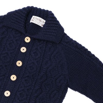 画像4: INVERALLAN（インバーアラン）3a Lumber Cardigan（3aランバーカーディガン）"Aran Knit" / Navy（ネイビー）