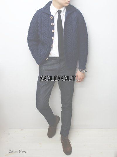 画像10: INVERALLAN（インバーアラン）3a Lumber Cardigan（3aランバーカーディガン）"Aran Knit" / Navy（ネイビー）