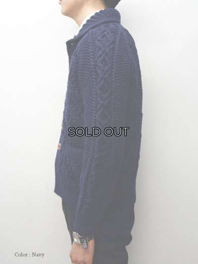 画像12: INVERALLAN（インバーアラン）3a Lumber Cardigan（3aランバーカーディガン）"Aran Knit" / Navy（ネイビー）