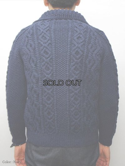 画像13: INVERALLAN（インバーアラン）3a Lumber Cardigan（3aランバーカーディガン）"Aran Knit" / Navy（ネイビー）
