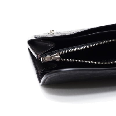 画像5: WILD SWANS（ワイルドスワンズ）WAVE（ウェイブ）ロングウォレット/ブラック"クロコダイル"×ブラック"イングリッシュブライドル"