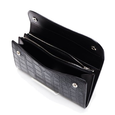 画像6: WILD SWANS（ワイルドスワンズ）WAVE（ウェイブ）ロングウォレット/ブラック"クロコダイル"×ブラック"イングリッシュブライドル"