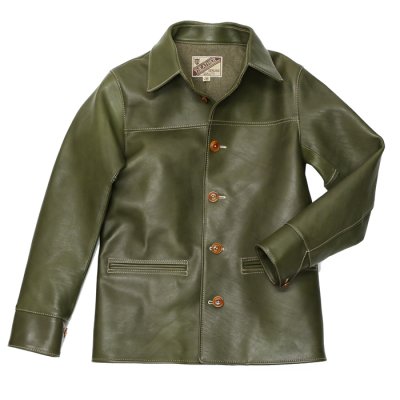 画像1: Y'2 LEATHER（ワイツーレザー）ECO HORSE 30'S CAR COAT（エコホース30'Sカーコート）/Olive（オリーブ）