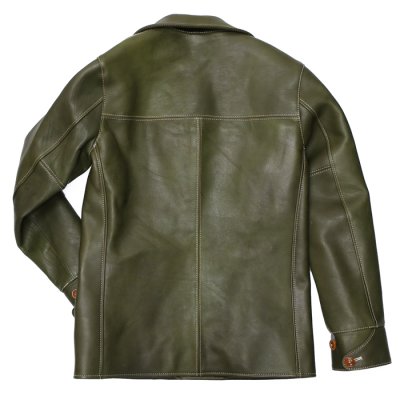 画像2: Y'2 LEATHER（ワイツーレザー）ECO HORSE 30'S CAR COAT（エコホース30'Sカーコート）/Olive（オリーブ）