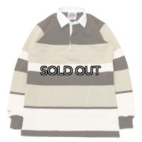 『OUTLET』BARBARIAN（バーバリアン）”旧モデル”　クラシック ラガーシャツ（SPINNAKER STRIPES）/Moss×Taupe×Ivory（モスグリーン×トープ×アイボリー）※Sサイズのみ