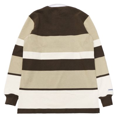画像2: ＜OUTLET＞BARBARIAN（バーバリアン）クラシック ラガーシャツ（SPINNAKER STRIPES）”旧モデル”/Moss×Taupe×Ivory（モスグリーン×トープ×アイボリー）※Sサイズのみ