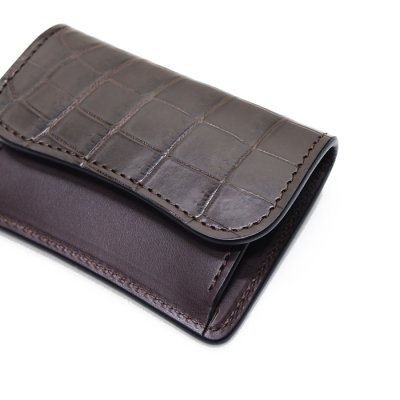 画像4: WILD SWANS（ワイルドスワンズ）TONGUE（タング）マルチコインケース/チョコ"クロコダイル"×ダークブラウン"イングリッシュブライドル"