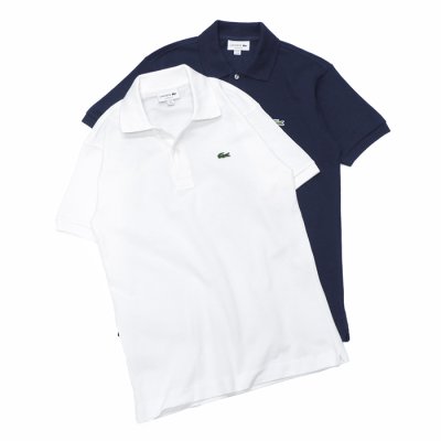 画像1: LACOSTE（ラコステ）Classic Fit Pique Polo Shirt（クラシックフィットピケポロシャツ）/White（ホワイト）・Navy（ネイビー）※Imported from France