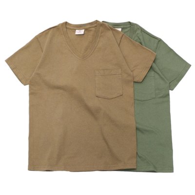 画像1: Goodwear（グッドウェア）Short Sleeve V-Neck Pocket Tee（ショートスリーブVネックポケット付Tシャツ）/Coyote（コヨーテ）・O.D（オリーブドラブ）