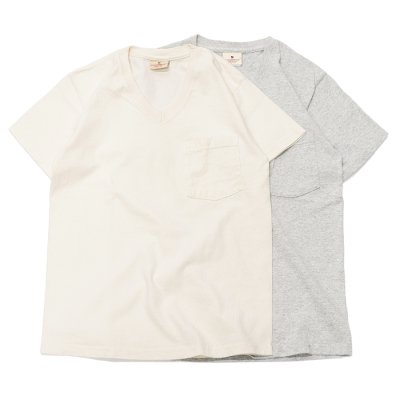 画像1: Goodwear（グッドウェア）Short Sleeve V-Neck Pocket Tee（ショートスリーブVネックポケット付Tシャツ）/Natural（ナチュラル）・Oxford（オックスフォードグレー）