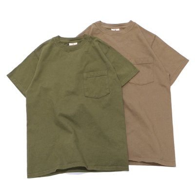 画像1: Goodwear（グッドウェア）Short Sleeve Crew Neck Pocket Tee（ショートスリーブクルーネックポケット付Tシャツ）/Greyish Brown（グレイッシュブラウン）・New Olive（ニューオリーブ）