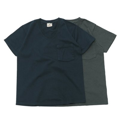 画像1: Goodwear（グッドウェア）Short Sleeve V-Neck Pocket Tee（ショートスリーブVネックポケット付Tシャツ）/Navy（ネイビー）・Charcoal（チャコールグレー）