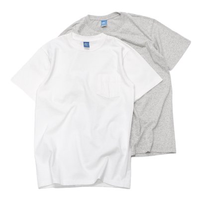 画像1: Good On（グッドオン）Short Sleeve Crew Neck Pocket Tee（ショートスリーブクルーネックポケット付きTシャツ）"Washed"/White（ホワイト）・Metal Grey（メタルグレー）