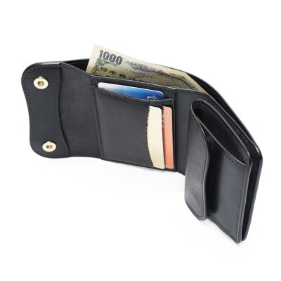 画像7: WILD SWANS（ワイルドスワンズ）ENO（イーノ）ミニ3つ折りウォレット"フルグレインブライドル"/Black（ブラック）