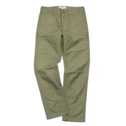F.O.B FACTORY（エフオービーファクトリー）BAKER PANTS（ベイカーパンツ）Vatdye Back Sateen/Olive（オリーブ）【裾上げ無料】