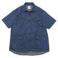 F.O.B FACTORY（エフオービーファクトリー）DENIM FATIGUE SHORT SLEEVE SHIRT（デニムファティーグショートスリーブシャツ）8oz Military Denim/Blue（ブルー）