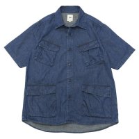 F.O.B FACTORY（エフオービーファクトリー）DENIM FATIGUE SHORT SLEEVE SHIRT（デニムファティーグショートスリーブシャツ）8oz Military Denim/Blue（ブルー）