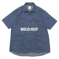F.O.B FACTORY（エフオービーファクトリー）DENIM FATIGUE SHORT SLEEVE SHIRT（デニムファティーグショートスリーブシャツ）”8oz Military Denim" / Blue（ブルー）