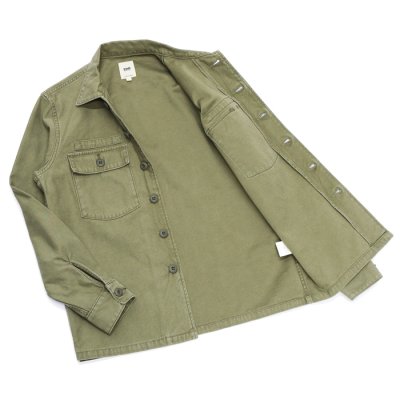 画像6: F.O.B FACTORY(エフオービーファクトリー)FATIGUE SHIRT JACKET(ファティーグシャツジャケット)"Vatdye Back Sateen" / Olive(オリーブ)