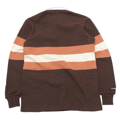 画像2: ＜OUTLET＞BARBARIAN（バーバリアン）クラシック ラガーシャツ（THREE 2"STRIPES）”旧モデル” / Brown×Rust×Beige（ブラウン×ラスト×ベージュ）※Sサイズのみ