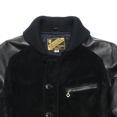 画像3: 【PointUp10%11/10迄】Y'2 LEATHER（ワイツーレザー）STEER SUEDE×STEER OIL RIB JACKET（ステアスエード×ステアオイル リブジャケット）/Black（ブラック）